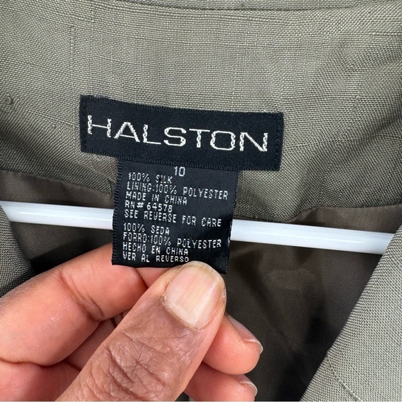 Halston silk blazer suit separate safari size 10 brown - Picture 5 of 10